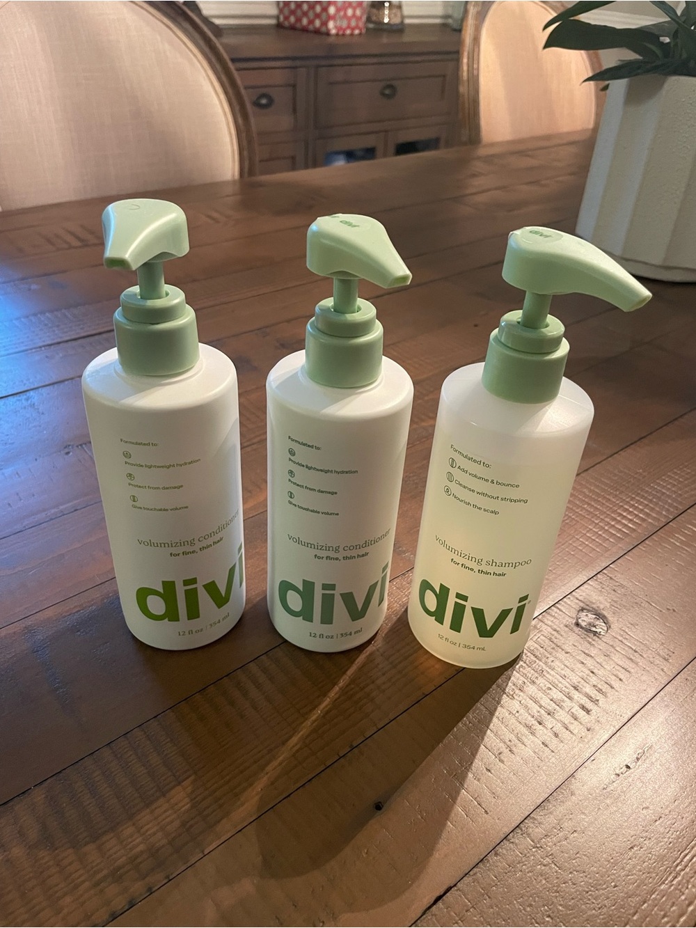 divi Volumizing Shampoo + conditioner— Light Green Pump Bottle